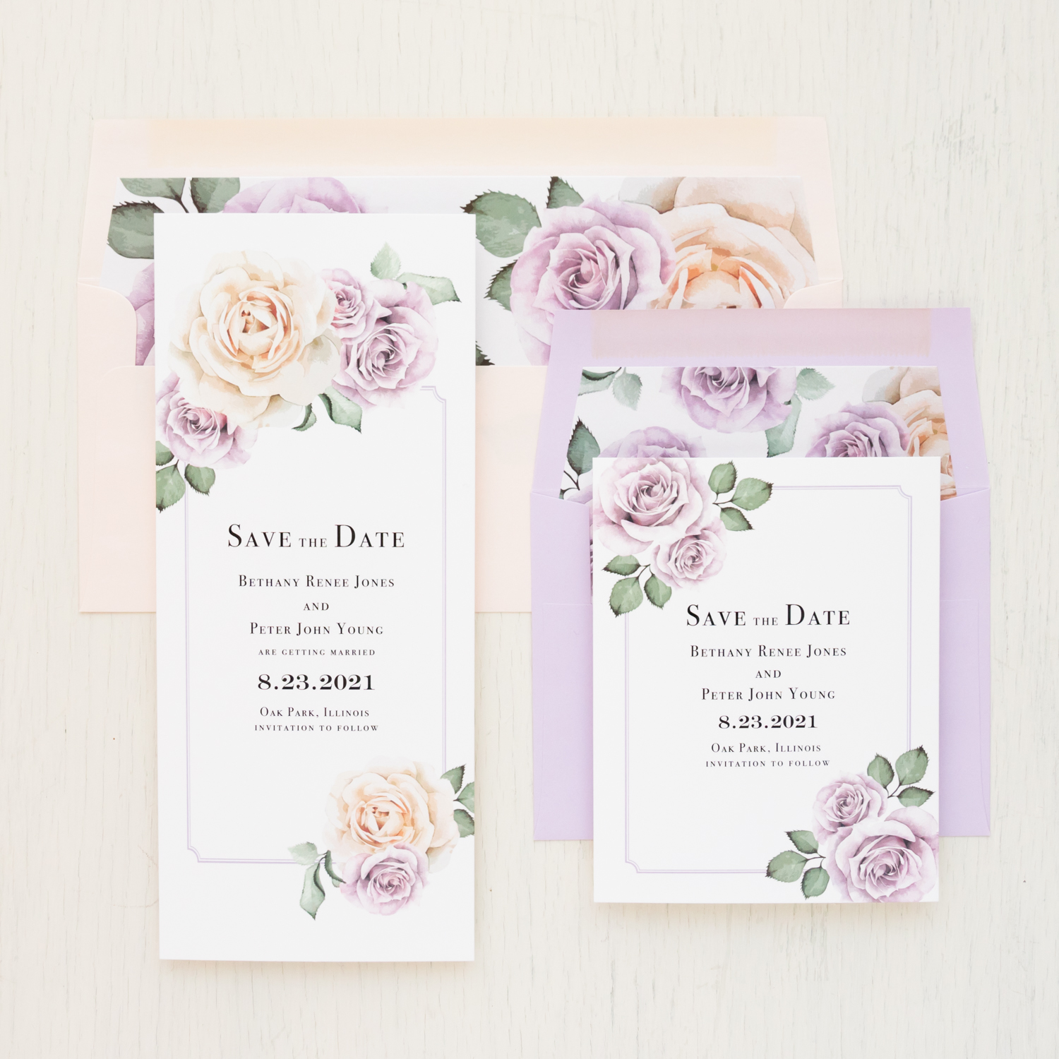 Lavender Blush Save The Dates Beacon Lane Wedding Invitations